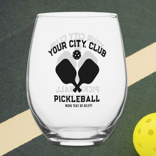 Verre À Vin Sans Pied Pickleball Player Club Nom d'équipe Personnalisé