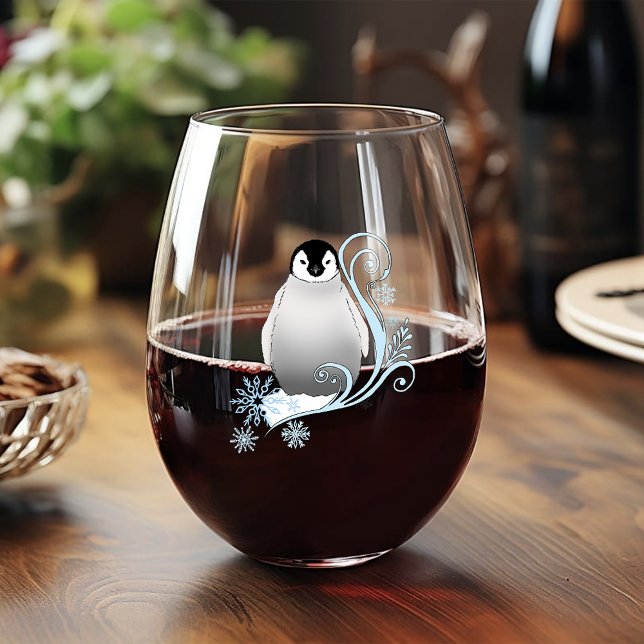 Verre À Vin Sans Pied Pingouin Art Nouveau Snowflakes (Créateur téléchargé)