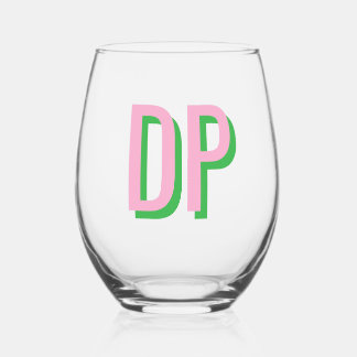 Verre À Vin Sans Pied Pink clair + Épouse verte