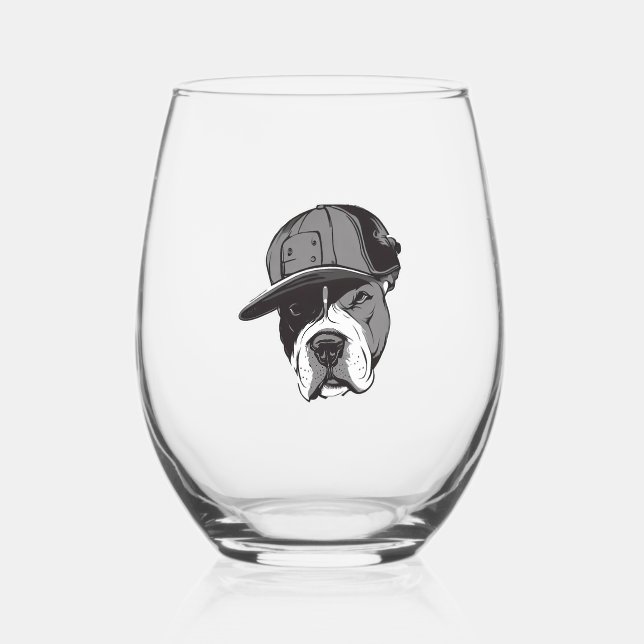Verre À Vin Sans Pied Pitbull Gangster (Recto)