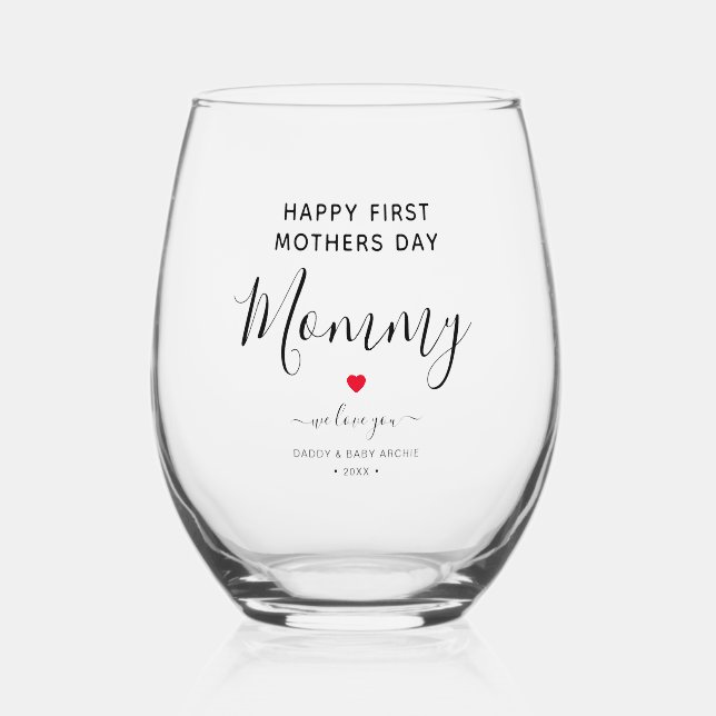 Verre À Vin Sans Pied Première fête des mères (Recto)