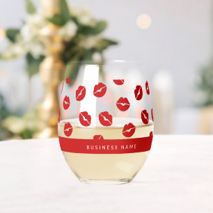 Verre À Vin Sans Pied Red Lips Motif Nom commercial personnalisé Lady