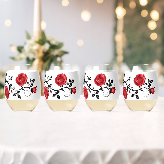 Verre À Vin Sans Pied Red rose (Insitu (Mariage))