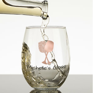 Verre À Vin Sans Pied Regard doré rose pailleté 