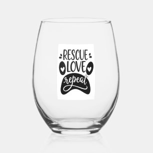 Verre À Vin Sans Pied Répéter l'amour de sauvetage T-shirt patte de chie