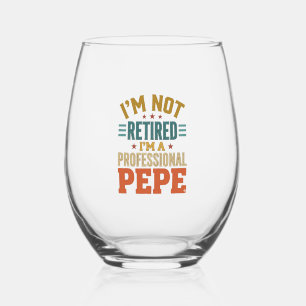 Verre À Vin Sans Pied Retraite Professionnelle Pepe Typographie Vintage