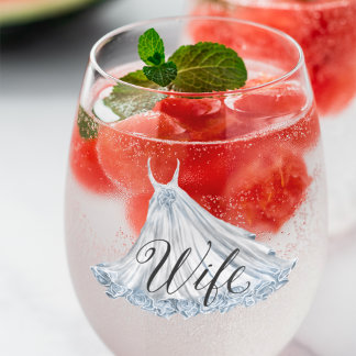 Verre À Vin Sans Pied Robe de mariée bleue poussiéreuse blanche pour fem