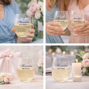 Verre À Vin Sans Pied Robes de demoiselle d'honneur personnalisées Écrit
