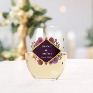Verre À Vin Sans Pied Romantique Automne Dahlia Mariage