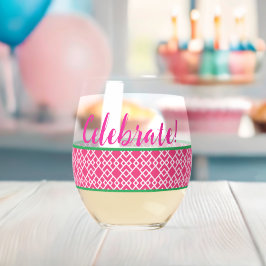 Verre À Vin Sans Pied Rose Géométrique Célébrer