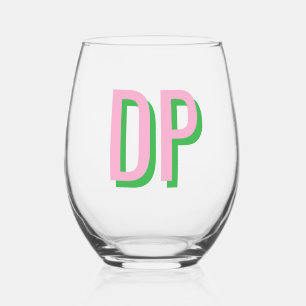 Verre À Vin Sans Pied Rose Pâle + Vert Demoiselle d'Honneur