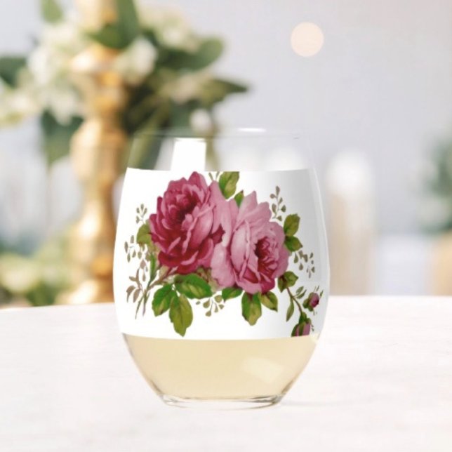 Verre À Vin Sans Pied Rose Vintage  (Créateur téléchargé)