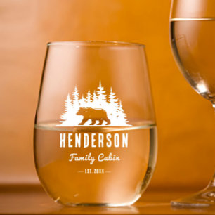Verre À Vin Sans Pied Rustic Bear Woods Nom de famille