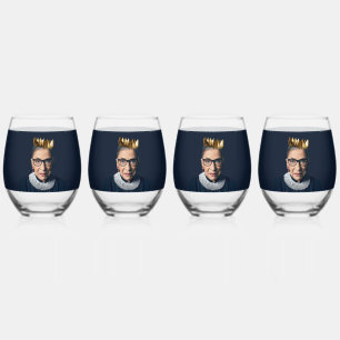 Verre À Vin Sans Pied Ruth Bader Ginsburg avec couronne d'or