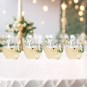 Verre À Vin Sans Pied Saler Élégante Botanique Verte