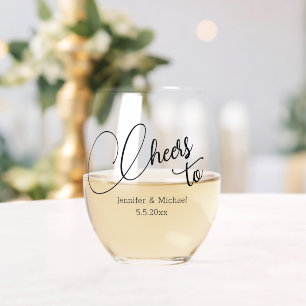 Verre À Vin Sans Pied salue élégant minimaliste mariage de script modern