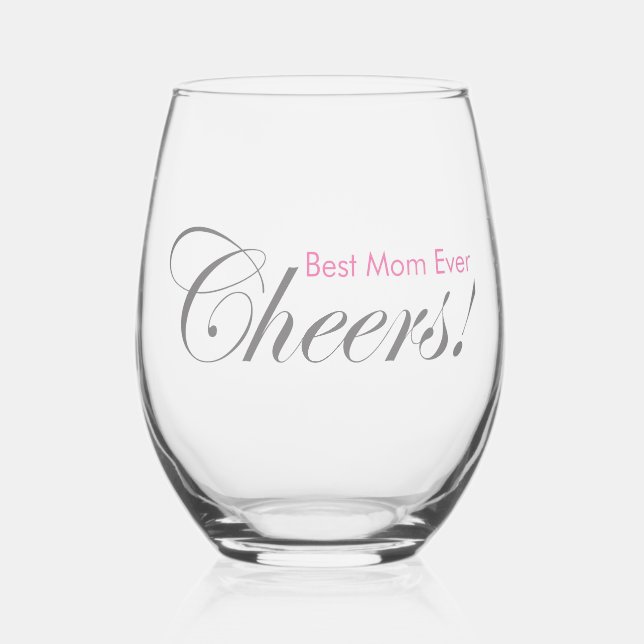 Verre À Vin Sans Pied Salutations personnalisées ! Meilleure maman jamai (Recto)