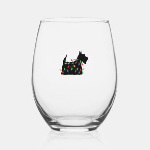 Verre À Vin Sans Pied Scottish Terrier Scottie Chien Noël Lumières Cadea