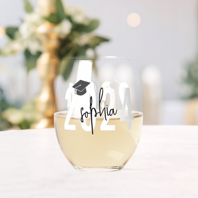 Verre À Vin Sans Pied Script de signature du diplômé (Insitu (Mariage))