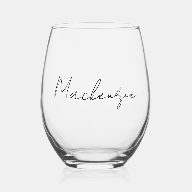 Verre À Vin Sans Pied Script élégant (Recto)