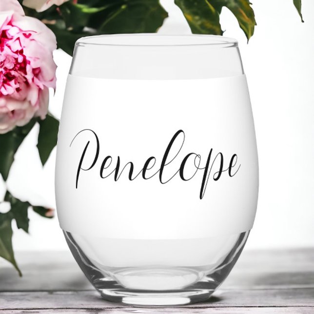 Verre À Vin Sans Pied Script Moderne Personnalisé  (Créateur téléchargé)