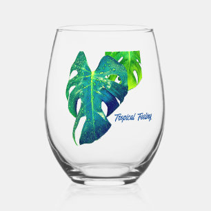 Verre À Vin Sans Pied Sentiment Tropical Monstera