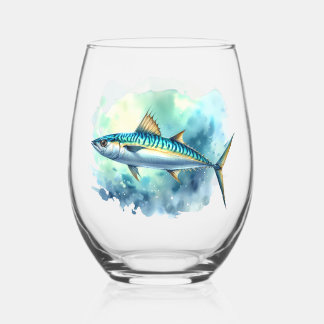 Verre À Vin Sans Pied Série Aquarelle : Maquereau