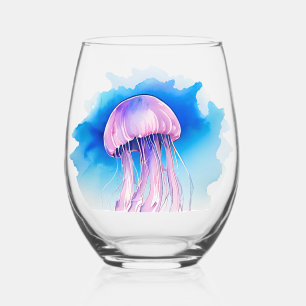 Verre À Vin Sans Pied Série Aquarelle : Méduse
