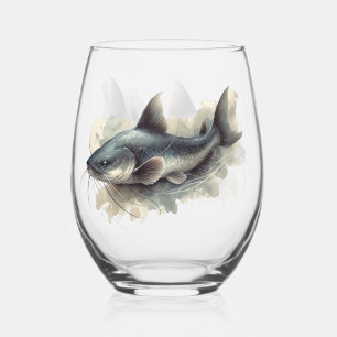 Verre À Vin Sans Pied Série Aquarelle : Poisson-chat