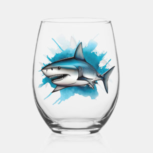 Verre À Vin Sans Pied Série Aquarelle : Requin