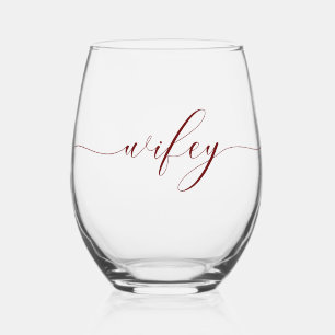 Verre À Vin Sans Pied Simple élégante calligraphie Wifey
