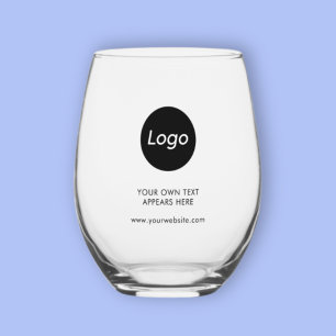 Verre À Vin Sans Pied Simple Logo Professionnel