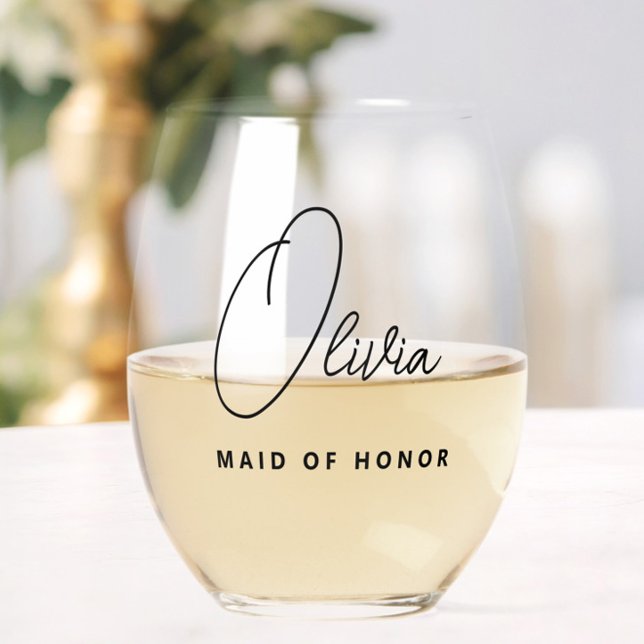 Verre À Vin Sans Pied Simple moderne, femme d'honneur personnalisée (Créateur téléchargé)