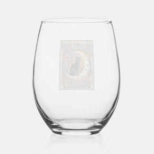 Verre À Vin Sans Pied Société du chat noir Chat noir Art vectoriel vinta