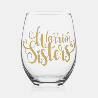 Verre À Vin Sans Pied Soeurs guerrières Calligraphie moderne Personnalis