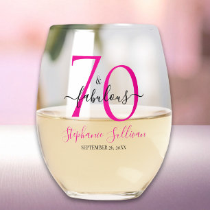 Verre À Vin Sans Pied Soixante-dix ans et Fabuleuse Fête d'anniversaire