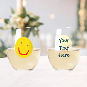 Verre À Vin Sans Pied Soleil souriant, visage joyeux