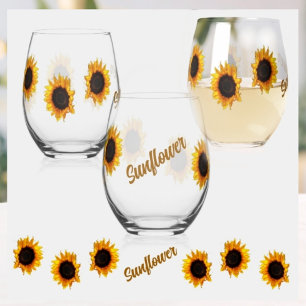 Verre À Vin Sans Pied Sunflowers Rustic Country photographie