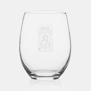 Verre À Vin Sans Pied Tatouage flash Jésus Christianisme Tatouage flash
