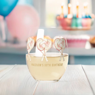 Verre À Vin Sans Pied Tennis Girl Anniversaire personnalisée