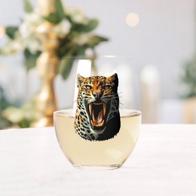 Verre À Vin Sans Pied Tête d'attaque du léopard (Insitu (Mariage))