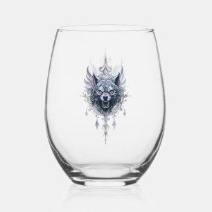 Verre À Vin Sans Pied Tête de loup mystique.