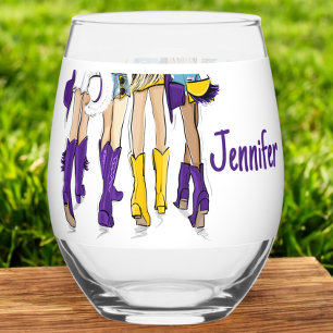 Verre À Vin Sans Pied Texas Ladies Fashion Cowboy Boot Green Gold
