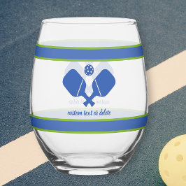 Verre À Vin Sans Pied Texte personnalisé bleu vert personnalisé Pickleba