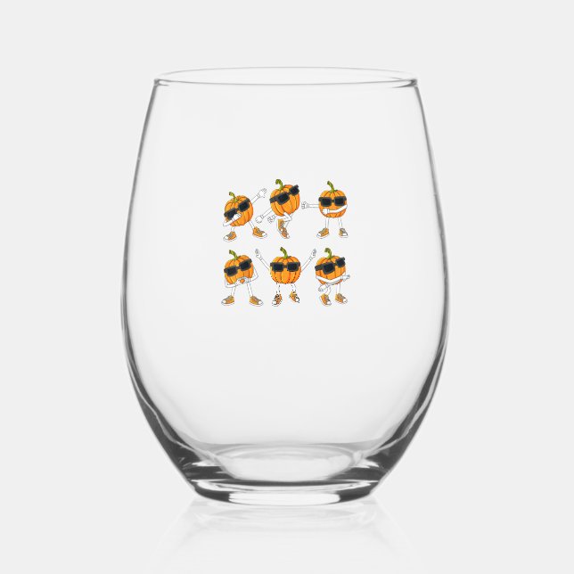 Verre À Vin Sans Pied Thanksgiving Day Dancing Citrouille Garçons Filles (Recto)