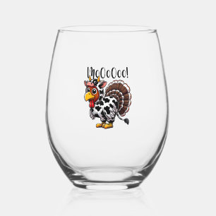 Verre À Vin Sans Pied Thanksgiving Turkey Moo Cow Head Funny Fall Men Wa