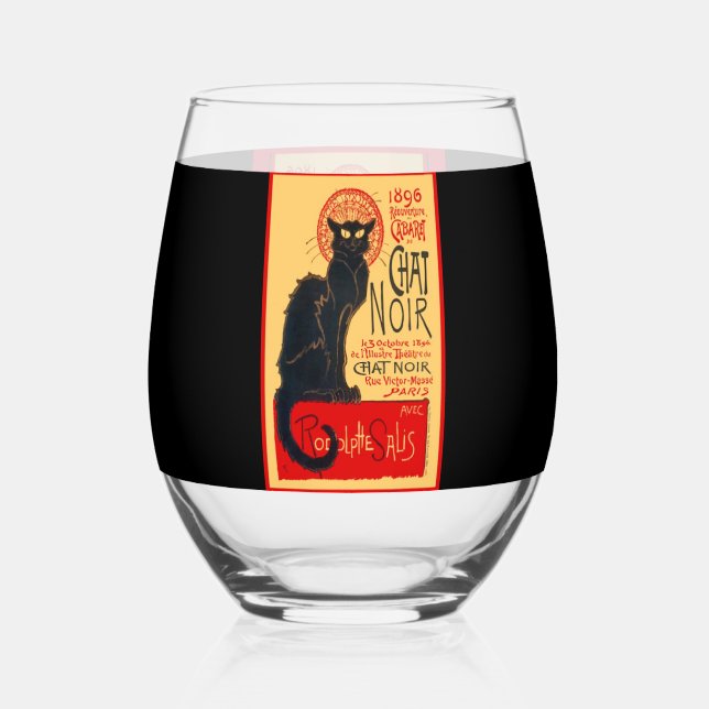 Verre À Vin Sans Pied The Black Cat, Le Chat Noir, Art (Recto)