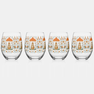 Verre À Vin Sans Pied 🍸 🦁 "Tiger Royale" (Ensemble de 4)
