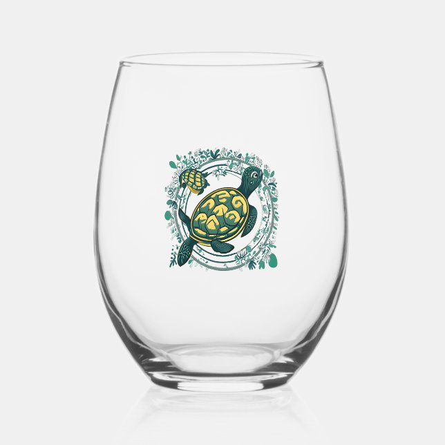 Verre À Vin Sans Pied Tortue avec bébé (Recto)