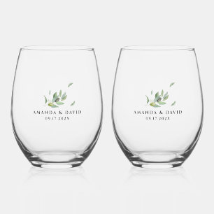 Verre À Vin Sans Pied Toscane Olivier Feuille Branche Merci